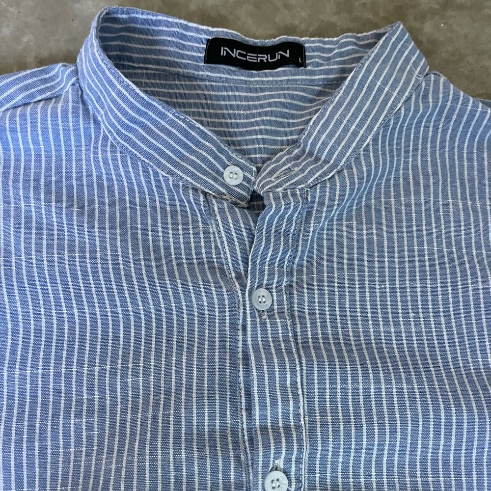 Men's Pop Over Blue Striped Shirt